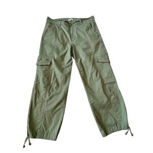 Kensie Jeans The Jogger Cargo Pants Olive Green Size 12/31 Utility Ankle Tie